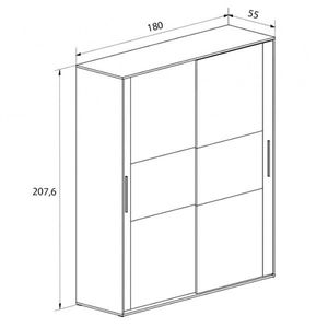 Armario Priego 2 puertas correderas cambria/grafito 207,6x180x55 cm