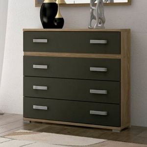 Cómoda Priego 4 cajones cambria/grafito 89,6x89x39,6 cm