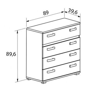 Cómoda Priego 4 cajones cambria/grafito 89,6x89x39,6 cm