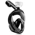 Máscara de snorkel con tubo y soporte para cámara talla L/XL negro