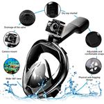 Máscara de snorkel con tubo y soporte para cámara talla L/XL negro detalle 1