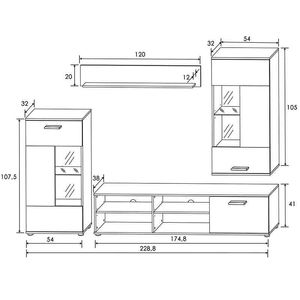 Composición de salón Antígona luces LED 229 cm