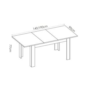 Mesa de comedor extensible Dine 77x140-190x90 cm