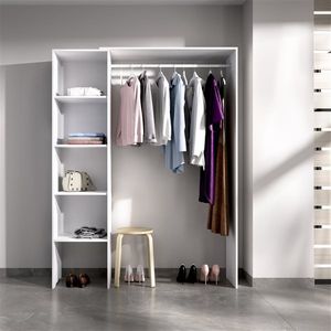 Armario vestidor Suit con barra y 4 compartimentos blanco 185x80-138x40 cm