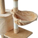 Árbol rascador para gatos PawHut plataformas + cuevas crema 134,2x50x35 cm