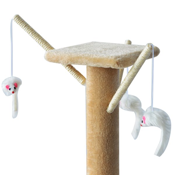 Árbol rascador para gatos PawHut plataformas + cuevas crema 134,2x50x35 cm