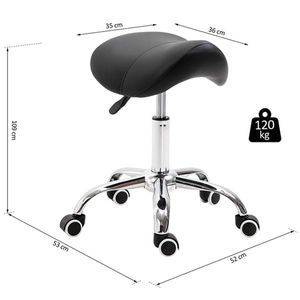 Taburete bajo con ruedas giratorio negro 49-61x53x52 cm