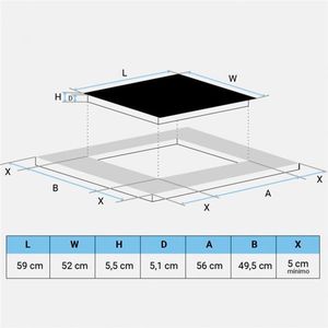 Placa inducción flexible Meissa Flex 3070 Universal Blue 6500W negro