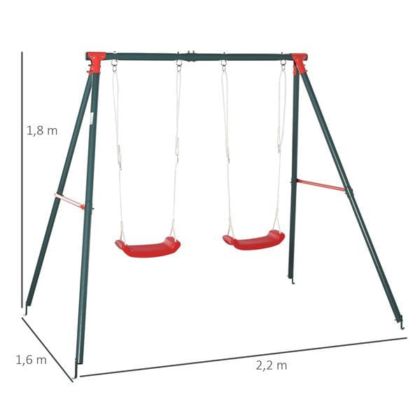 columpio-para-ninos-outsunny-2-asientos-3-anos-verde-rojo-180x220x160-cm-0029252