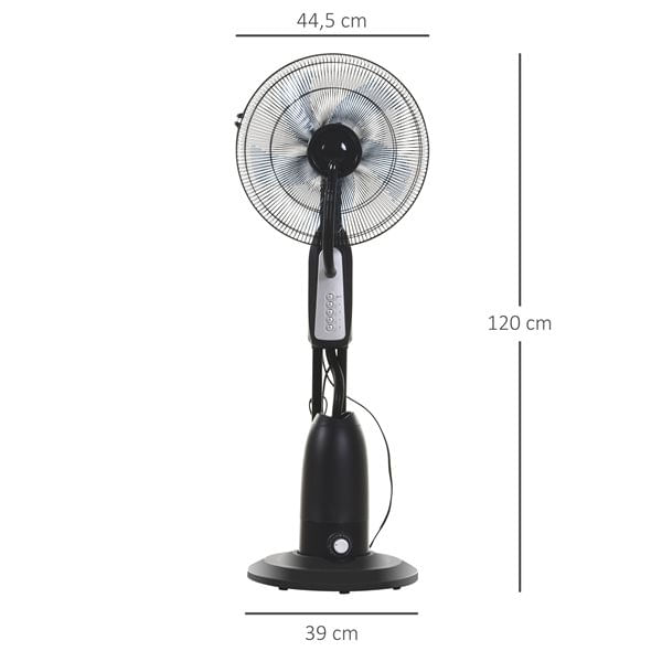 Ventilador nebulizador Homcom 90W 3 velocidades 2,8L negro Ø44x120 cm
