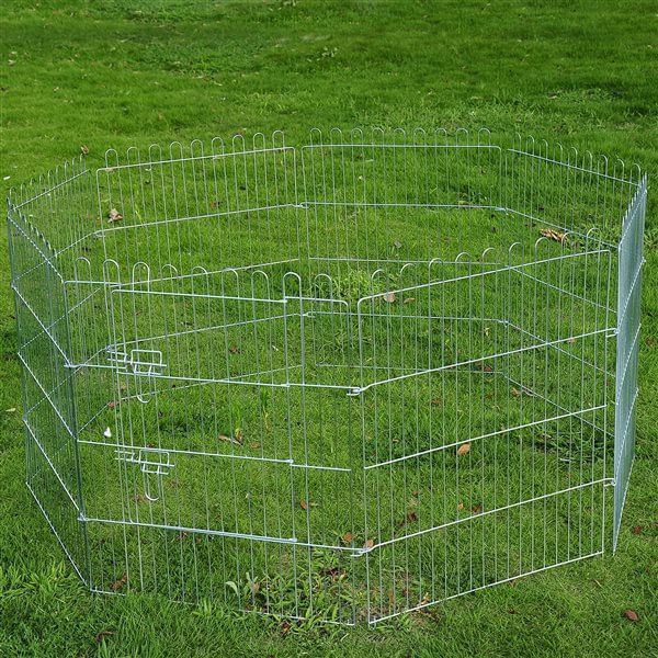 Parque para perros PawHut plegable 8 piezas plata 91x63 cm