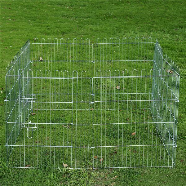 Parque para perros PawHut plegable 8 piezas plata 91x63 cm