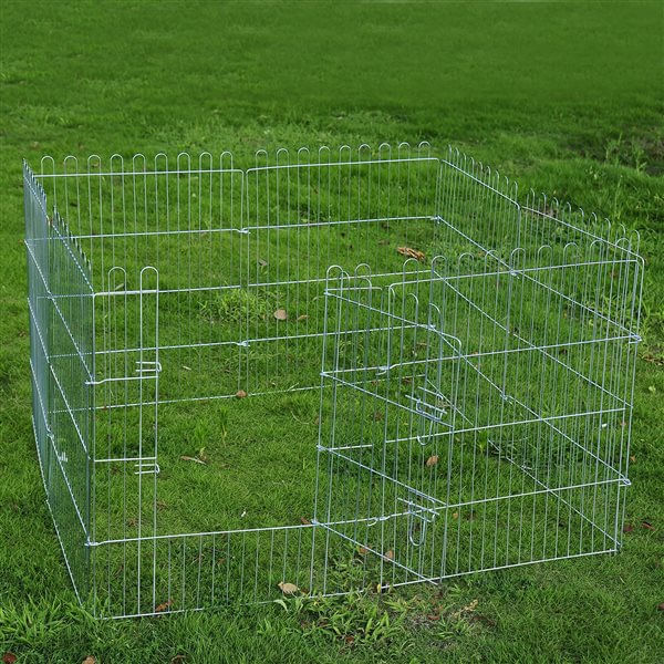 Parque para perros PawHut plegable 8 piezas plata 91x63 cm