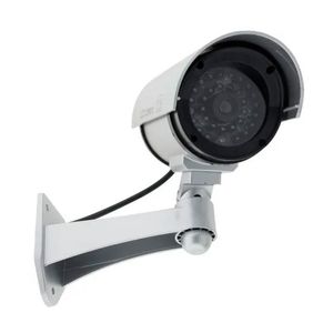 Cámara de seguridad ficticia luz indicadora integrada plata