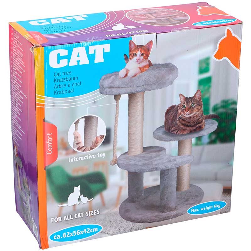 torre-con-rascador-para-gatos-pet-comfort-3-niveles-gris-62x56x42-cm-0045848