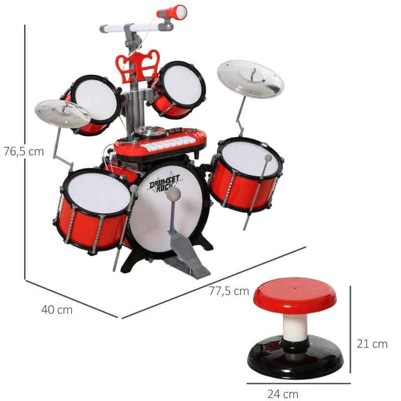 bateria-infantil-homcom-con-taburete-efectos-de-dj-3a-rojo--0042664