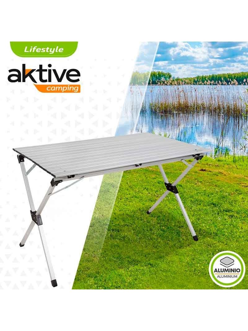 Mesa de Aktive plegable con enrollable gris 70x110x70 | Comprar online Embargosalobestia - Embargosalobestia