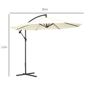 Sombrilla Outsunny poste excéntrico con manivela beige 3x2,6 m