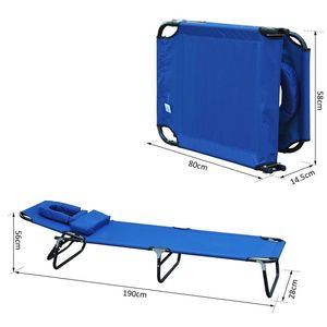 Tumbona Outsunny orificio para cabeza plegable/reclinable azul 56x28x190 cm
