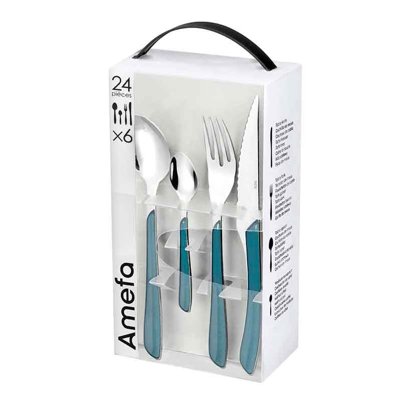 set-de-24-cubiertos-eclat-amefa-acero-inoxidable-azul-0047392