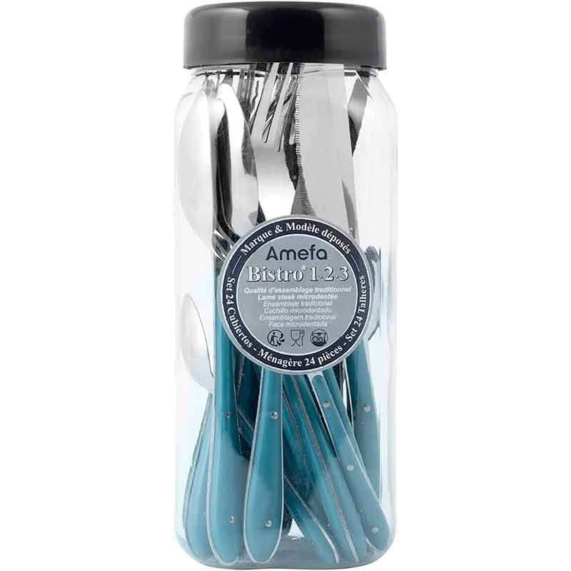 set-de-24-cubiertos-bistro-amefa-acero-inoxidable-azul-0047401