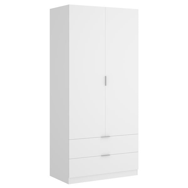 Armario-Essen-2-puertas-abatibles-con-2-cajones-blanco-184x81x52-cm