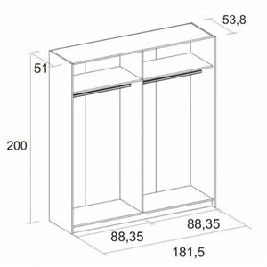 Armario Siena 2 puertas correderas 200,5x182x56 cm