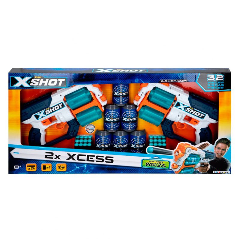 pack-de-2-pistolas-x-shot-xcess-24-dardos-6-botes-8a-blanco-azul-0048845