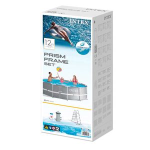Piscina desmontable Prism Frame Intex 8.592L 5 personas con depuradora y escalera gris 99xØ366 cm