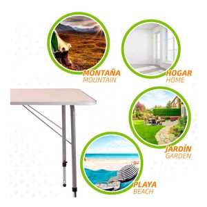 Mesa de camping Aktive altura regulable blanco 50-69x80x60 cm