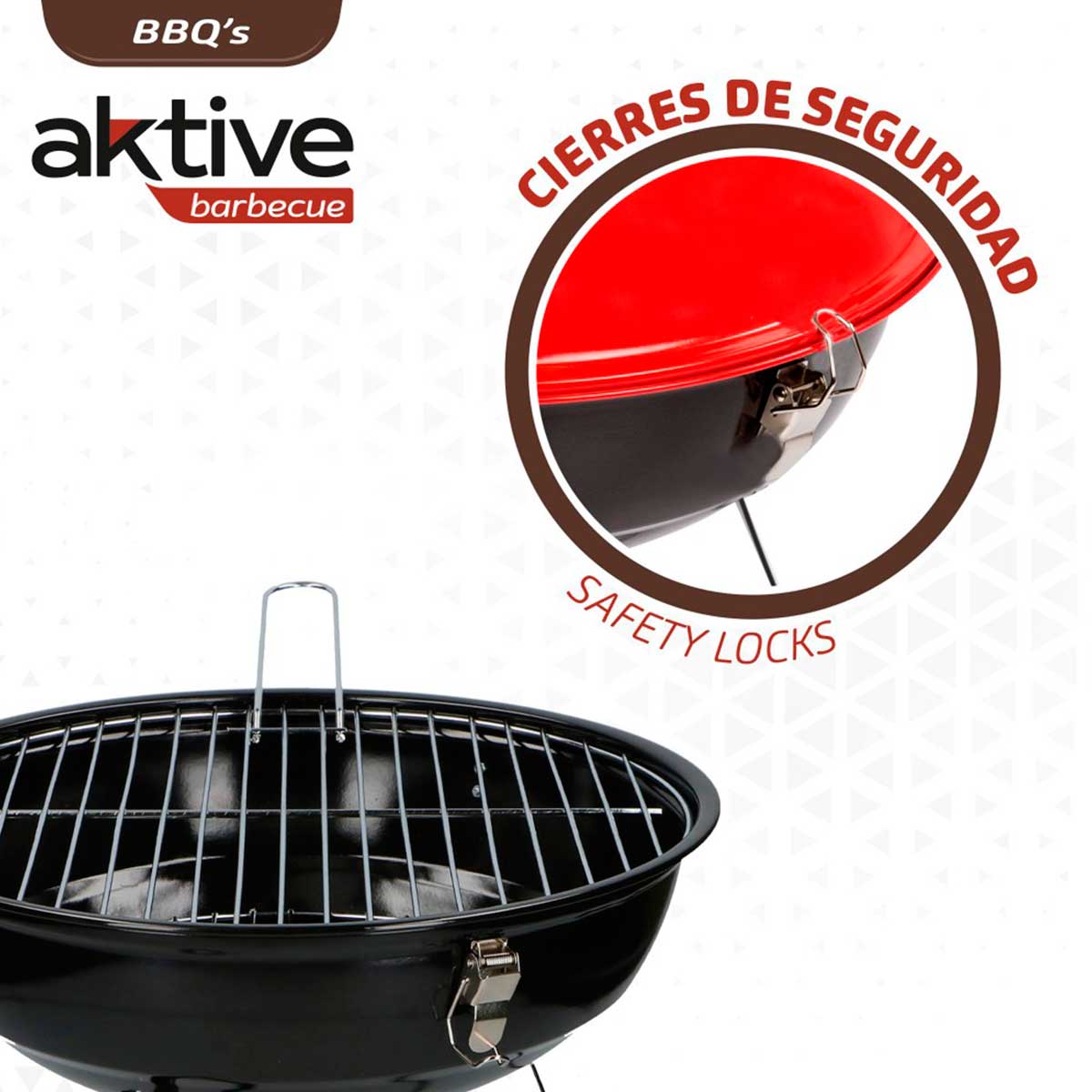 Barbecue Rond Venezuela ACTIVA - Brasero émaillé, Grille Chromée Réglable, Diamètre 33 Cm - 8