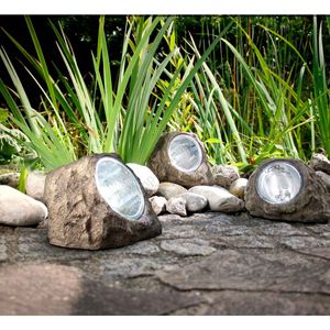 Faro solar LED piedra 11x12x8,2 cm