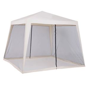 Carpa de jardín Outsunny con mosquitera y cremalleras beige 245x300x300 cm