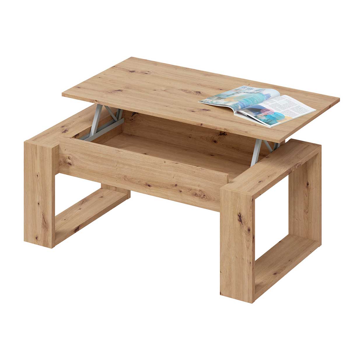 Mesa de centro elevable Urban roble nodi 45-54x105x55 cm