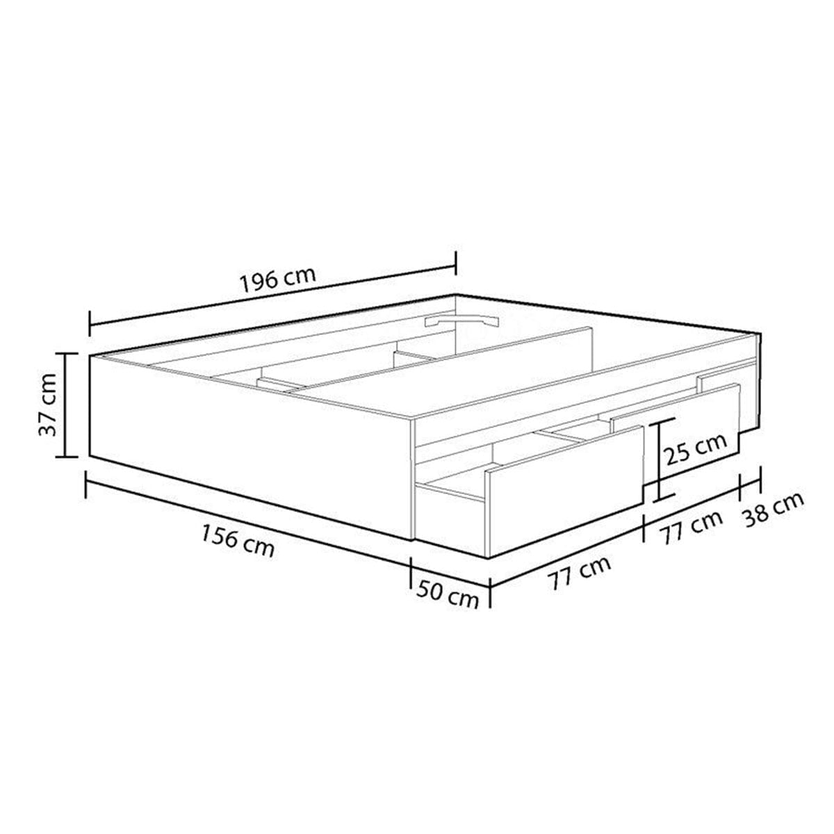 Cama-Bed-4-cajones-blanco-artik-37x156x196-cm-medidas