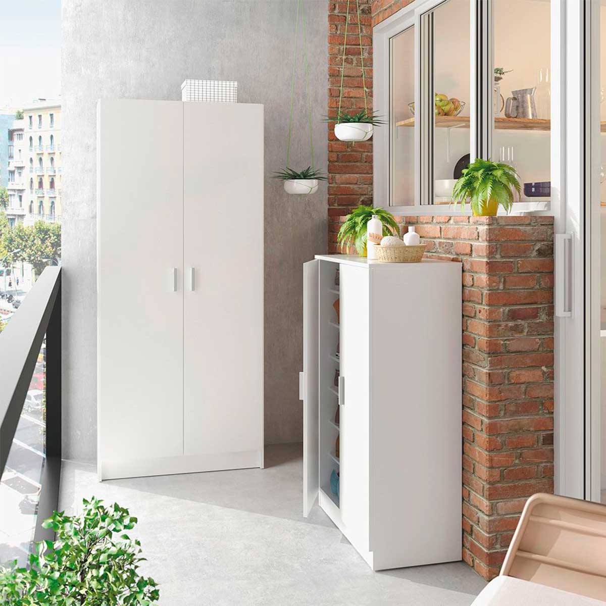 Armario Use 2 puertas escobero blanco 180x73x37 cm