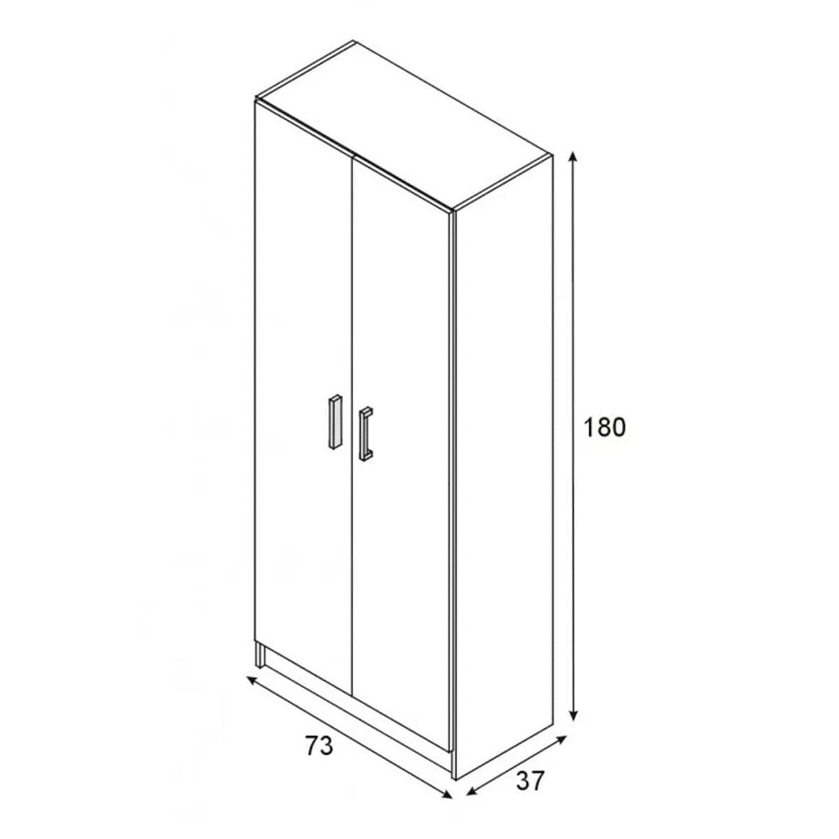 Armario Use 2 puertas escobero blanco 180x73x37 cm