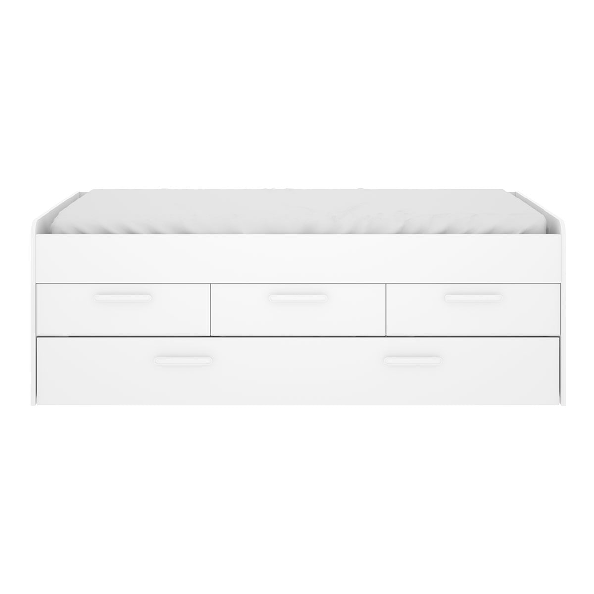 Cama nido Leka con 3 cajones blanco 68x194x95 cm frontal