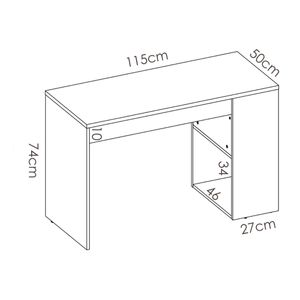 Escritorio Teo con estante + 1 cajón 74,5x115x50 cm