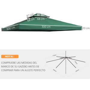 Techo de repuesto Outsunny 2 niveles 300x300 cm