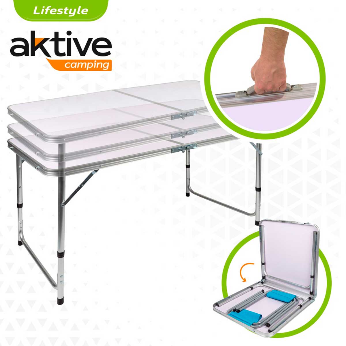 Set de mesa+4 taburetes Aktive plegables blanco/azul especificaciones 2
