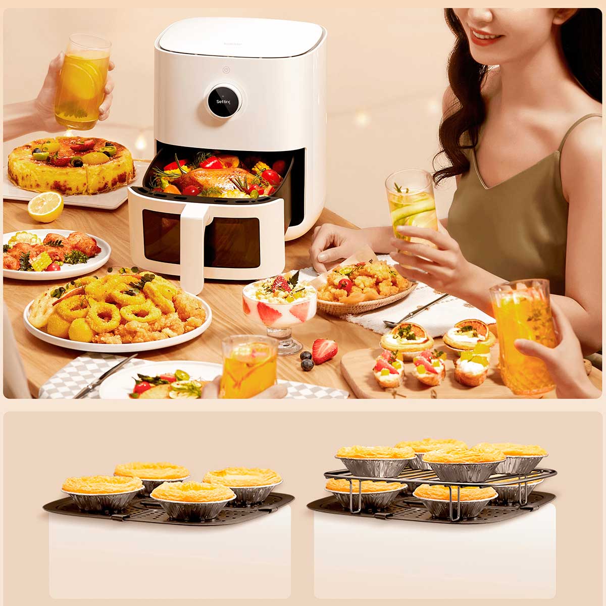 Freidora de aire Xiaomi Smart Air Fryer Pro 1600W 4L pantalla OLED control por voz blanco recetas