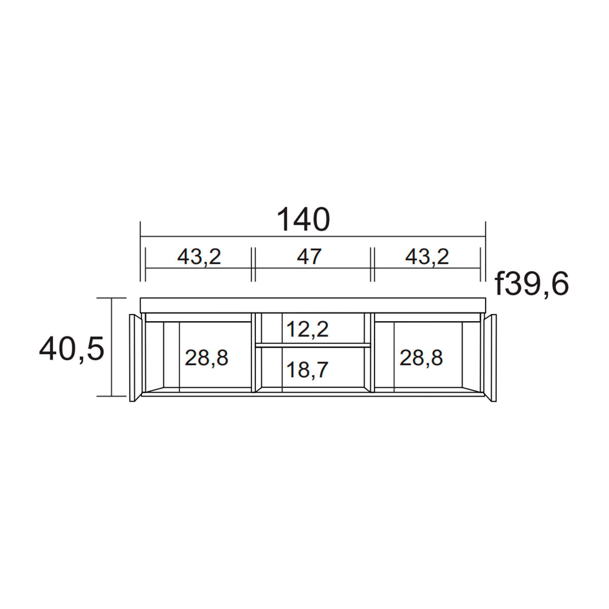 Mueble bajo de TV Elis 2 puertas+2 huecos blanco mate