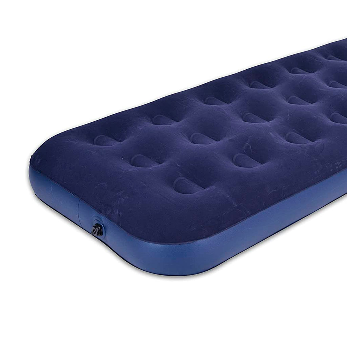Colchón inflable Avenli 1 persona superficie flocada azul 73x191 cm detalle tapa