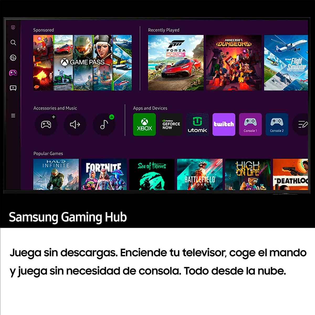 Televisor Smart TV Samsung CU8500 Crystal UHD 50'' 4K UHD LED Tizen WiFi Bluetooth 5.2 G negro características 2