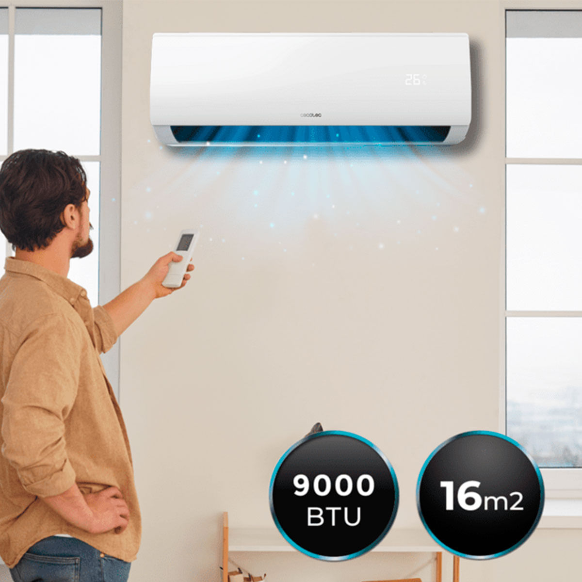 Aire acondicionado Split Cecotec AirClima 9000 Smartfresh 2250 frigorías con bomba de calor blanco detalle frigorías