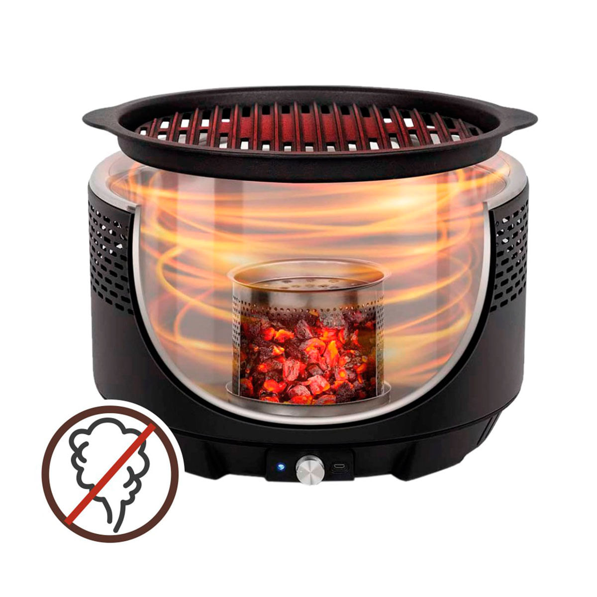 Barbacoa eléctrica de sobremesa Aktive Barbecue 2 en 1 con accesorios negro Ø31 cm vista interior
