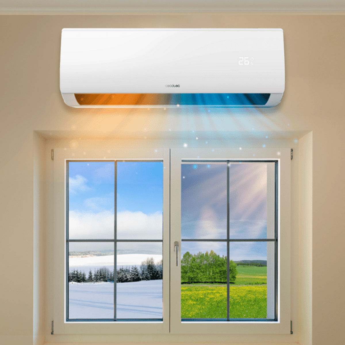 Aire acondicionado split Cecotec AirClima 12000 Smartfresh 3000 frigorías con bomba de calor blanco ambientada