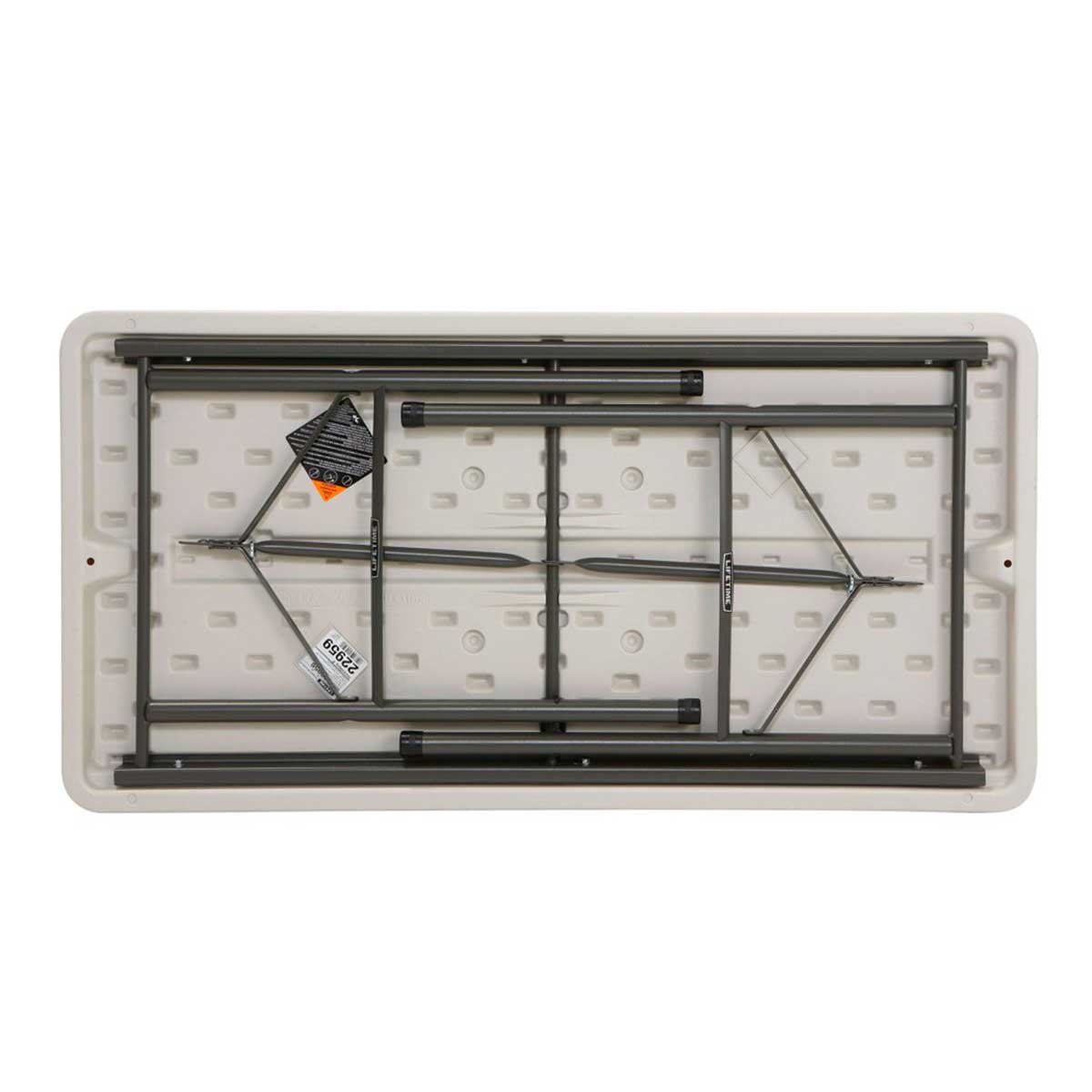Mesa plegable Lifetime 4 personas forma rectangular 74x122x61 cm detalle trasero