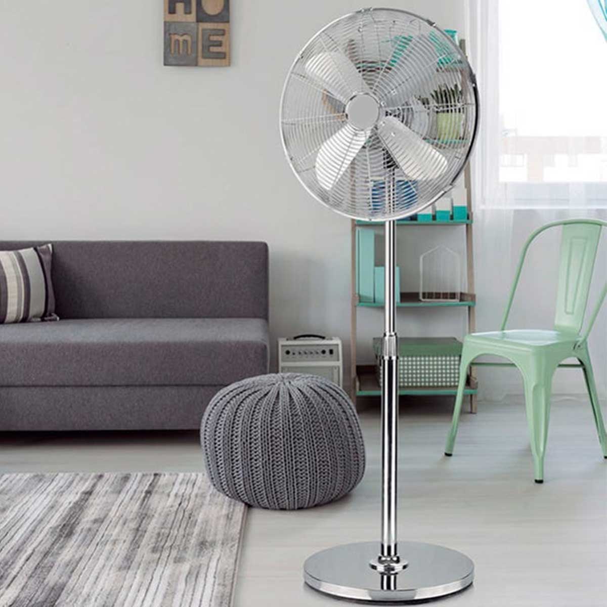 Ventilador de pie Infiniton IF-40M 50W 3 velocidades altura regulable acero inox ambientada